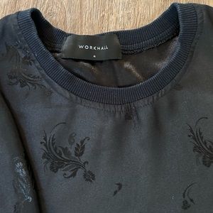 Work hall black patterned satin shirt